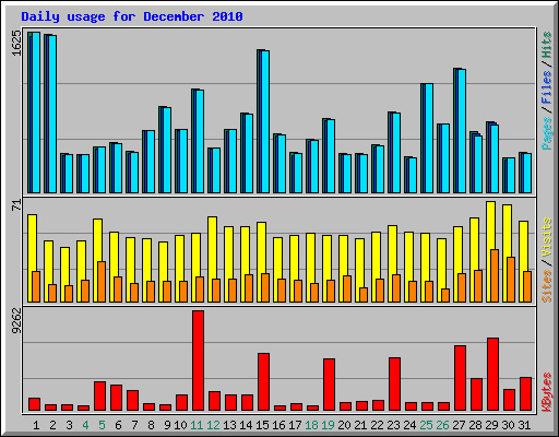 Daily usage for December 2010