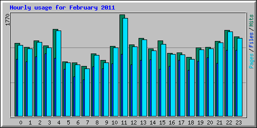 Hourly usage for February 2011